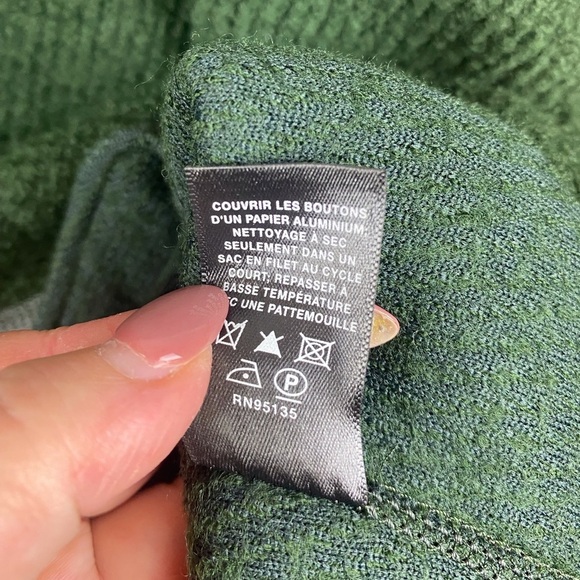 Lafayette 148 New York Wool Long Coat With Leather Trim in Hunter Green Size XL. - Picture 7 of 10